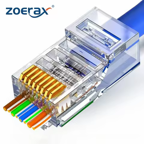 ZOERAX 50/100PCS RJ45 Pass Through Connector 23AWG Cat6 Cat5e RJ45 Modular Plugs Gold Plated 8P8C RJ