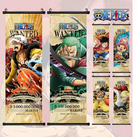 One Piece Anime Poster Scroll Hanging Painting Luffy Nami Zoro Anime Merchandise Decoration Scroll P