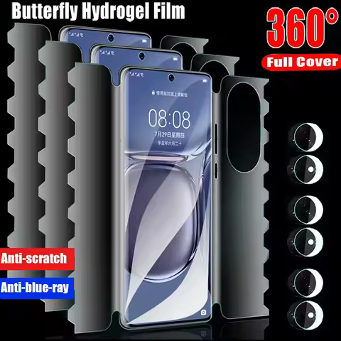 6in1 360 Butterfly Hydrogel Film For Huawei P60 P40 P30 Pro Full Cover Soft Screen Protector For Hua