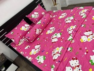 Bộ drap cotton 100% ga giường cao cấp in logo CTY thoáng mát mẫu KITTY HỒNG