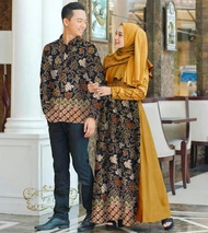 BL ALAZKA Couple batik muslim gamis suami istri baju lebaran kondangan nikahan resepsi katun kombi brukat lapis furing size xl