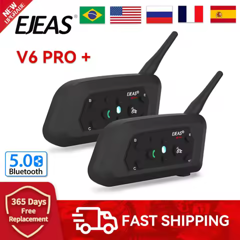 EJEAS V6PRO+ Motorcycle Intercom Helmet Bluetooth Headset 6 Rider 800m Communicator Intercom Origina