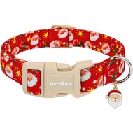 Kolar Anjing Krismas untuk Anjing Saiz Sederhana, Kolar Anjing Merah dengan Corak Santa, Kolar Anjin
