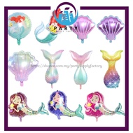 (1pcs) Belon Ikan Duyung / Mermaid Birthday Balloon Theme / Mermaid Tail Foil Balloon / Shell Foil B