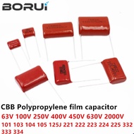 10PCS 63V 100V 250V 400V 450V 630V 2000V CBB Polypropylene film capacitor 101 103 104 105 125J 221 2