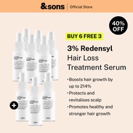 [12.12 Exclusive] Buy 6, Free 3 andSons 3% Redensyl Hair Growth & Hair Loss Serum for Men (3x60ml)