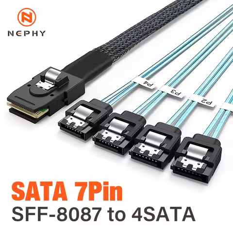 SAS SATA Cable Mini-SAS SFF-8087 To 4 SATA Cable Mini SAS 4i SFF8087 36P To 4 SATA 7P Cable 12Gbps 5