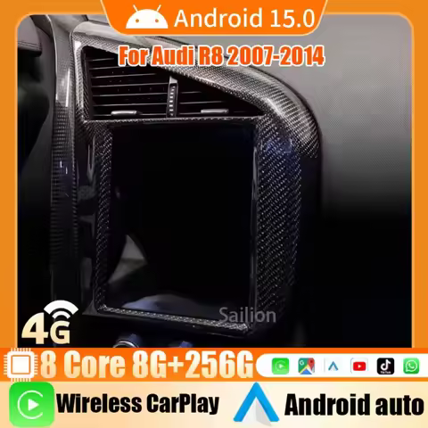 Android 15 Car Radio For Audi R8 2007-2014 Tesla Automotive Multimedia Carplay Auto WIFI Bluetooth S