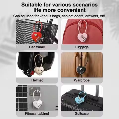 1Pcs Password Code Padlock Fashion Heart Style 3 Digit Password Combination Lock New Love Password L