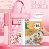 1pc Large-capacity Tote School Bag Five-layer Canvas Art Storage Bag Cartoon A4 File Bag