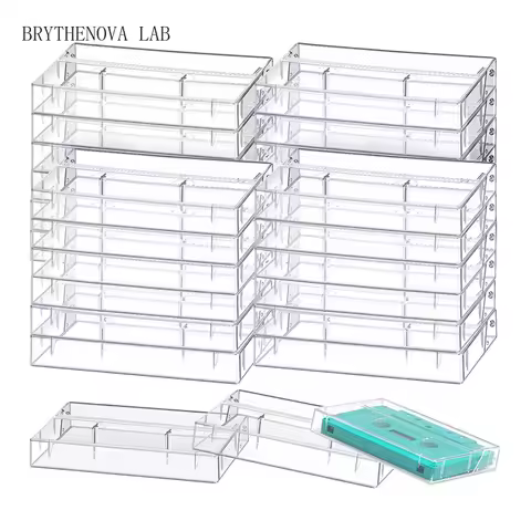 20 Pack A25F-Audio Cassette Storage Cases- Clear Plastic Cassettes Tape Cases-audio Solution Storage