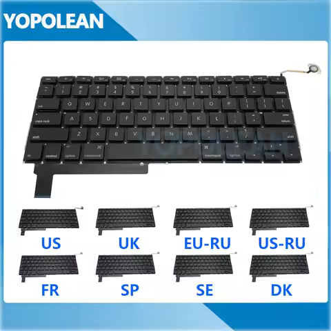 New A1286 Replacement Keyboard For Macbook Pro 15" Keyboard US UK Russian French Spain Portugal Swed