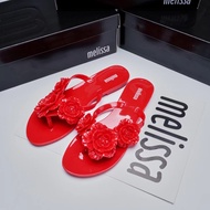 【ready stock】100% melissa Jelly shoes camellia flip-flops beach slippers womens sandals