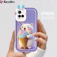 เคส Jizetin สำหรับ Vivo T1X V21 V21 5G Y21 2021 Y21A Y21S Y21T การ์ตูนน่ารักตาแมวใหญ่เคสโทรศัพท์มีลา