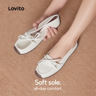 Lovito Casual Boat Shoes Retro Soft Sole Shoes Spring/summer Black Boat Shoes for Women LFA83010 Lov