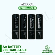 Arccoil AA 2000mAh Rechargeable Premium Black AA Ni-Mh Battery