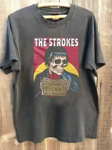 The Strokes T-Shirt Remake 90s charcoal short sleeve tee S-5XL U031