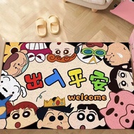 bk蜡笔小新入户地垫客厅玄关厨房茶几脚垫防滑水晶绒耐脏可裁剪地毯Crayon Shin chan Home Floor Mat Living Room Entrance Kitchen Tea2025