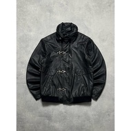 Y2K D. Park Casual Boxy Bomber Harrington Fireman Claps Leather Jacket