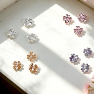 7 Flashing Zircon Four-Petal Flower Manicure Diamonds Luxurious Gorgeous Inlaid Pearls Finished Hand