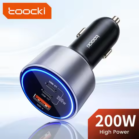 Toocki 200W Car Charger Quick Charge 4.0 PPS 45W PD 100W Fast Charging USB C Car Phone Charger for M