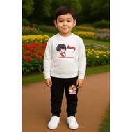 MERAH 17th Old Warrior Children's Suit Sweater and Jogger of the Republic of Indonesia 80th August 1
