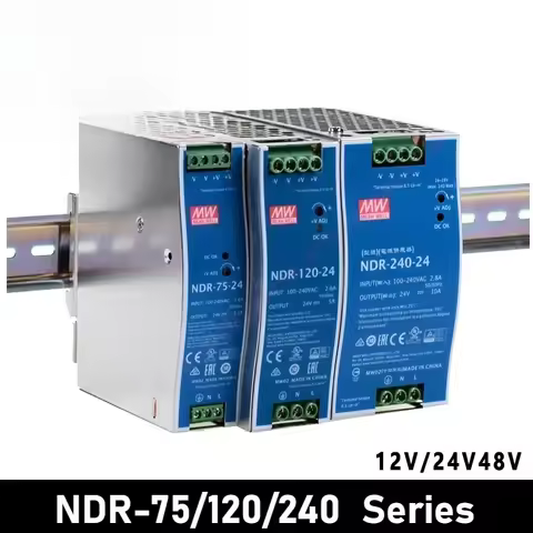 NDR-75/120/240 Series meanwell Din Rail Power Supply 12V/24V/48V AC/DC Single Output Industrial