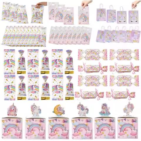 Mix Style Unicorn Gift Bags Paper Box Candy Biscuit Packaging Bag Kids Girls Unicorn Theme Birthday 