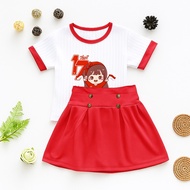 MERAH Tokolobo 3.3 CHILDREN'S AUGUST SUIT INITY DTF PRINTING | RED AND WHITE AUGUST SKIRT SET | ESTI