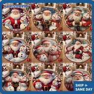 XUESHANN Round Rug, Snowflake Print Polyester Christmas Round Mat, Santa Claus Anti-Slip Snowman Car
