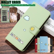 For Samsung Galaxy S21 S20 Ultra + Plus S21FE S20FE Flip PU Leather Wallet Card Slot Phone Case