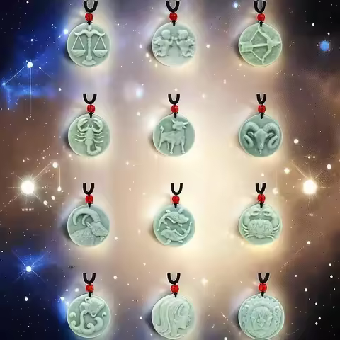 Natural Green Jade Zodiac Pendant Necklace Real Jewelry Gemstones Amulet Carved Fashion Talismans Am