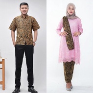 [NEW UPDATE FLUFFY COLLECTION] Batik Couple Model Setelan Long Tunik Bahan Brokat Free Selendang Mot