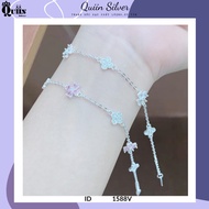 Silver bracelet/Bracelet, S925 Quiin silver - Four-leaf clover shape with colored stones for women 1