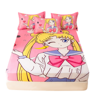 Hello Kitty ผ้าปูที่นอนแผ่นปูเตียงลายการ์ตูนน่ารักผ้าคลุมที่นอนขนาดเดียว