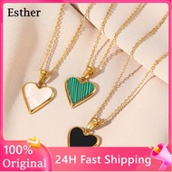 【100% Original】18K gold necklace pawnable pendant heart Necklaces for Women Stainless Steel Metal Chains Choker Trendy Jewelry For Evening Party Necklace Accessories Wedding Clavicle Choker Charm Link Chain Gift Accessories