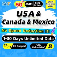 USA & Canada & Mexico eSIM 5G 1-30 Days Unlimited 5G/4G Data eSIM USA eSIM Card AT&T/Bell/Telus