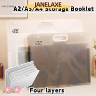 JANELAXE932JN Painting Paper Storage Bag, Four Layers A2/A3/A4 File Folder, Simple 4K/8K/16K Waterpr