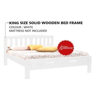 FW31 King Size Solid Wood Wooden Bed Frame - White Colour