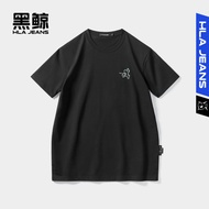 HLA/ Black Whale Under Hailan Home HLAJEANS Hailan Home Trendy Brand Printed Round Neck Short Sleeve