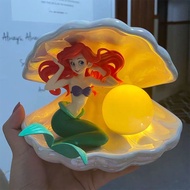 Disney Adult Shell Princess Ariel Ornament PVC Figure Toymodel Cake Baking Lighting Doll Girl Lifted Her Hair Toys for Kids Gift