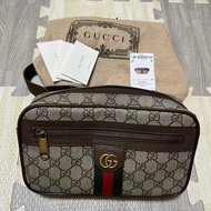 GUCCI 古馳 Ophidia GG Supreme 帆布綠紅織帶腰包