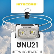 NITECORE NU21 USB-C Rechargeable Headlamp 44g 360 Lumen Dual Beam Running Fishing Lightweight Outdoor Trekking Camping Removable Headlight, Built in Battery