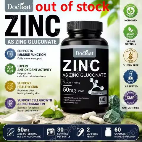 Docteat Zinc As Zinc Gluconate Capsules 50 Mg Zinc Per Serving, Immune Support, Antioxidant Activity