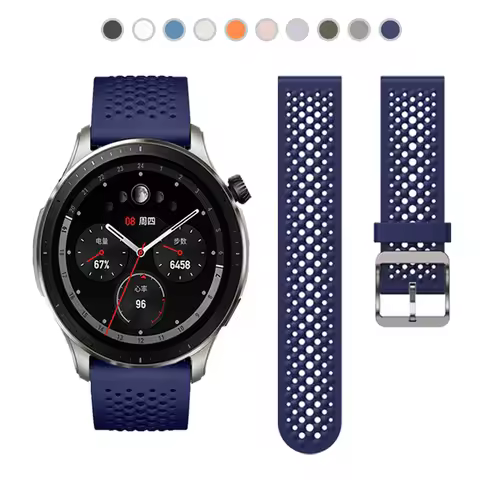 22mm Original Band for Amazfit GTR 4 Original Silicone Multiple Holes Fit for Amazfit GTR 47mm Amazf
