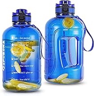 GIFUBOWA 3l Large Water Bottle with Straw and Time Marker 0.8 Gallon/105oz Sport Big Drinking Goals 