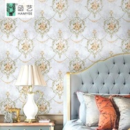 Wallpaper sticker dinding 3d motif batik bunga abu-abu waterproof