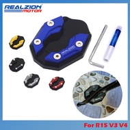 REALZIONMOTOR For Yamaha R15 V3 V4 R15m R15v3 R15v4 Foot Side Stand Kickstand Enlarger Pads Plate Mo
