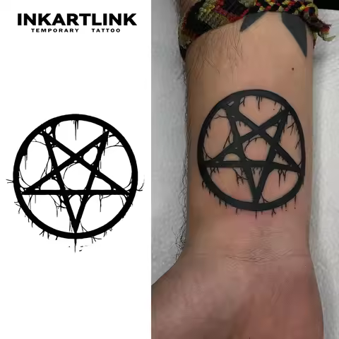 Five-Pointed Star Temporary Tattoo,Lasts To 15 Days New Technology Magic Waterproof Semi Permanent S