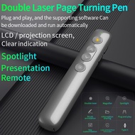 ✇❆ Double Laser Pointer Pen RF Wireless Presenter Remote Control Spotlight Magnifier Turn Page PPT Clicker for Techer Meeting